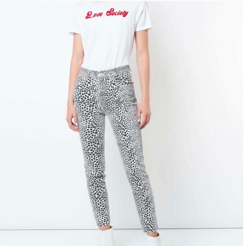 Re/Done Originals High Rise Ankle Crop Cheetah Jeans Size 25